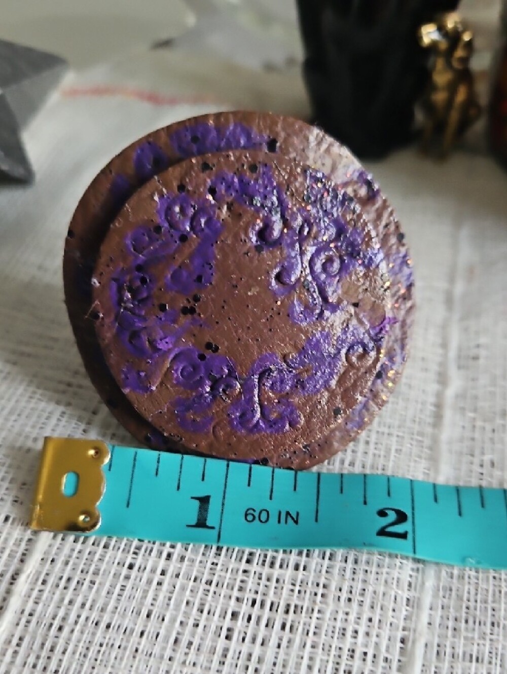 Handmade Tooled&Painted Genuine Leather Round Pet Collar Button Accent NEW - Picture 6 of 9